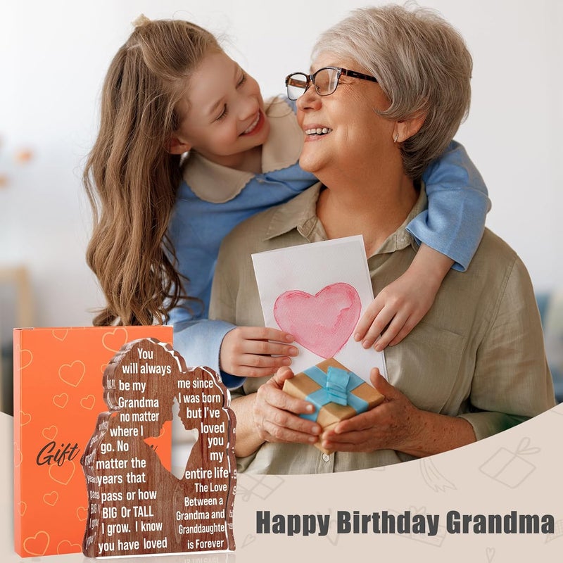 LuoHere Valentines Grandma Gifts from Granddaughter, Grandmother Birthday Gift Idea Best Grandma Ever Great Grandmas Christmas Mothers Day Grandparents Gigi Nana Present Acrylic Plaque Sign - Image 3